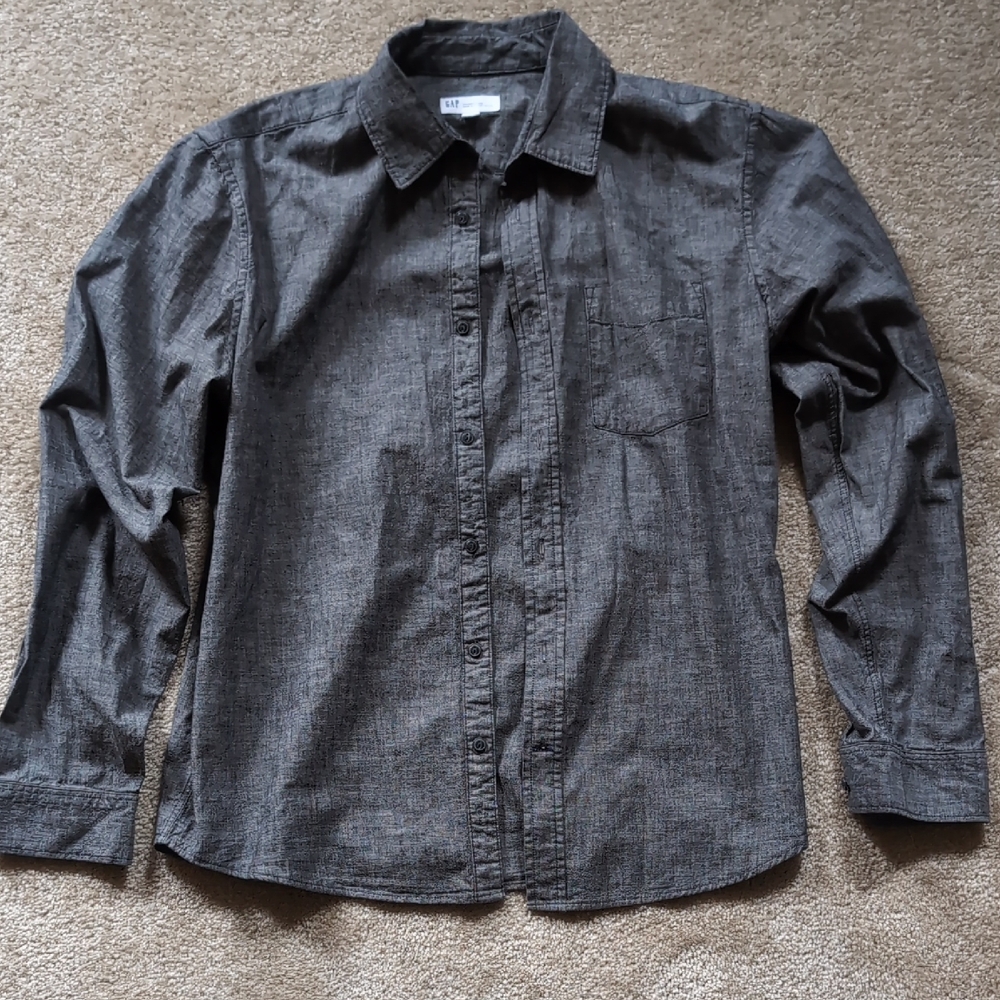 GAP Men's Charcoal Button-Down Shirt